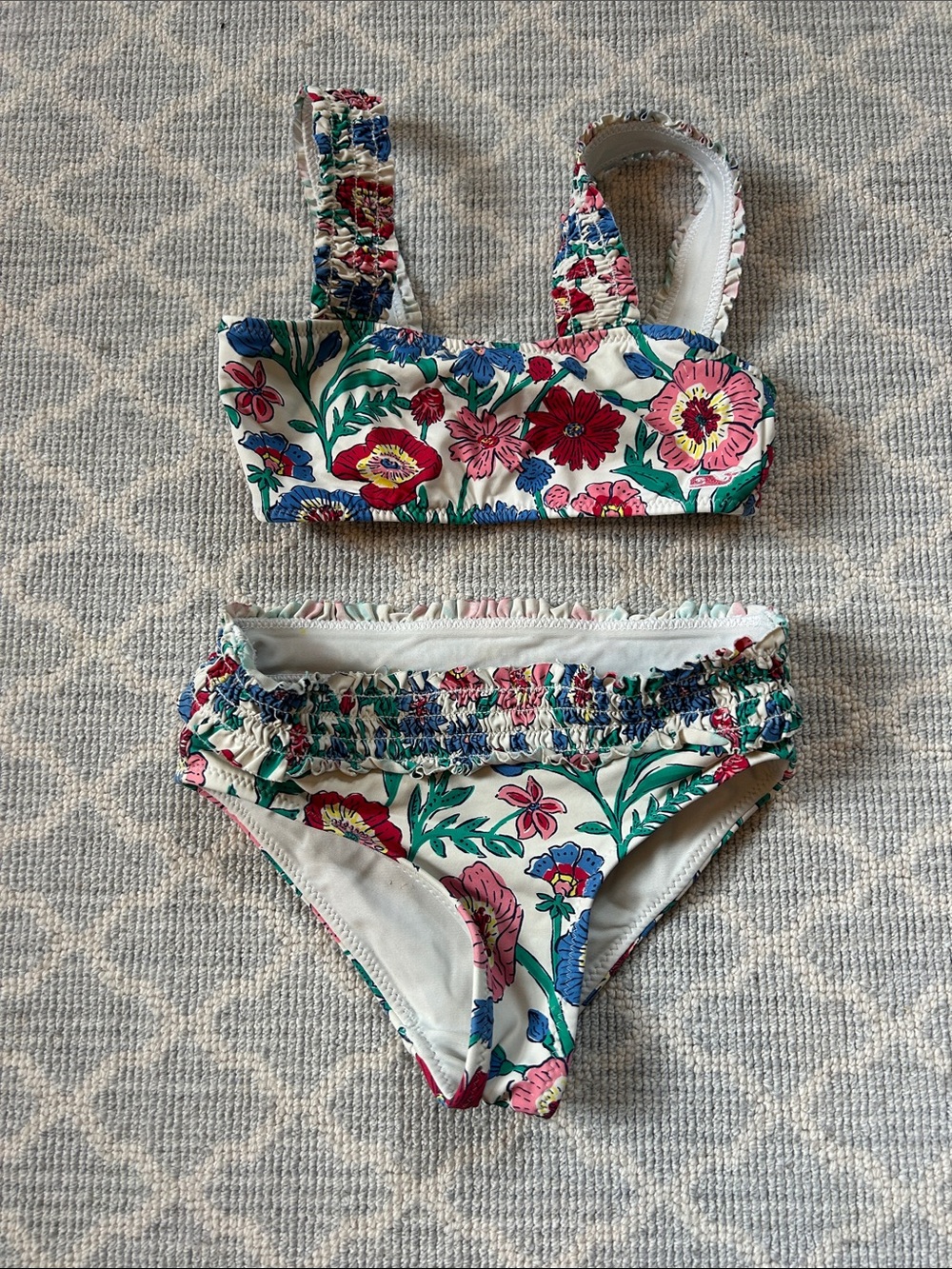 Vineyard Vines Floral Bikini Bottoms - White with Pink & Blue Accents